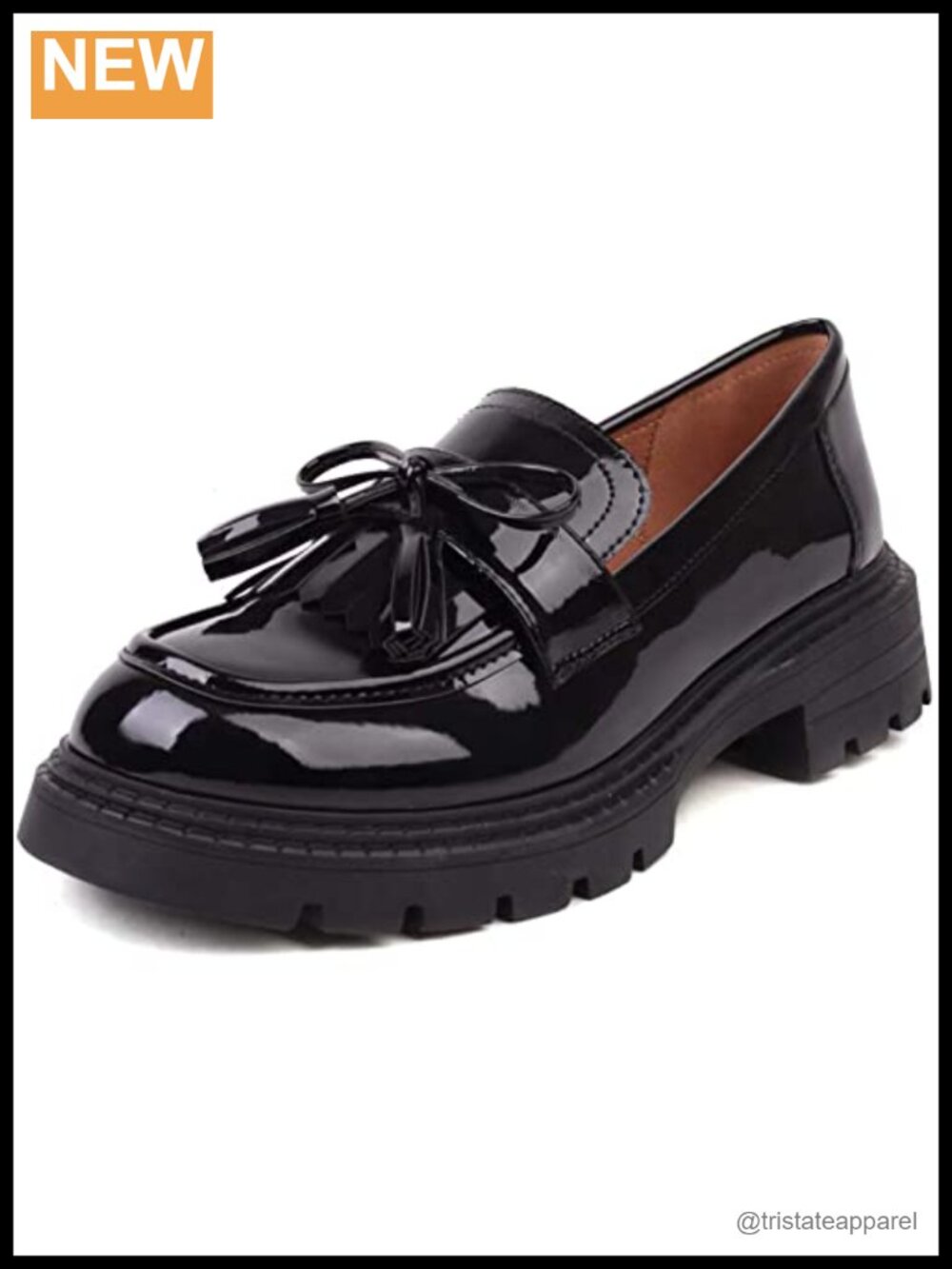 Patent Leather Tassel Loafers Slip-On Thick-Sole Casual Shoes